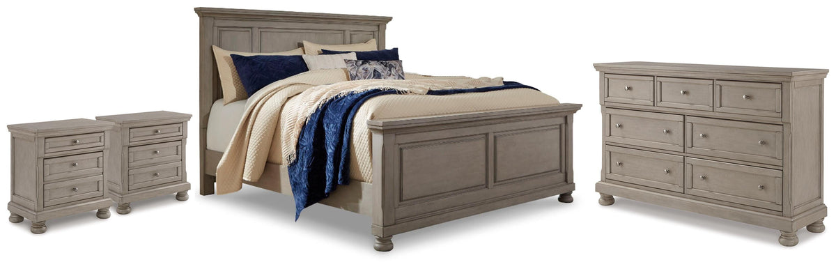 Diamond Furniture - Ashley Furniture - Lettner Queen Panel Bed, Dresser and 2 Nightstands - Queen Panel Bed, Dresser and 2 Nightstands - B733B60