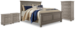 Diamond Furniture - Ashley Furniture - Lettner King Panel Bed, Chest and 2 Nightstands - King Panel Bed, Chest and 2 Nightstands - B733B59