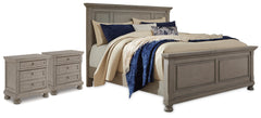 Diamond Furniture - Ashley Furniture - Lettner California King Panel Bed and 2 Nightstands - California King Panel Bed and 2 Nightstands - B733B61