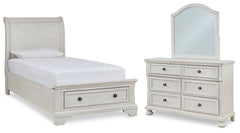 Diamond Furniture - Ashley Furniture - Robbinsdale Twin Sleigh Storage Bed, Dresser and Mirror - Twin Sleigh Storage Bed, Dresser and Mirror - B742B14