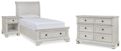 Diamond Furniture - Ashley Furniture - Robbinsdale Twin Sleigh Storage Bed, Dresser and Nightstand - Twin Sleigh Storage Bed, Dresser and Nightstand - B742B47