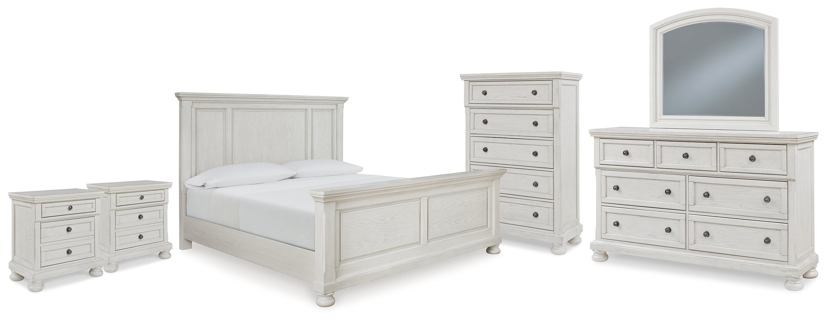 Diamond Furniture - Ashley Furniture - Robbinsdale King Panel Bed, Dresser, Mirror, Chest and 2 Nightstands - King Panel Bed, Dresser, Mirror, Chest and 2 Nightstands - B742B38