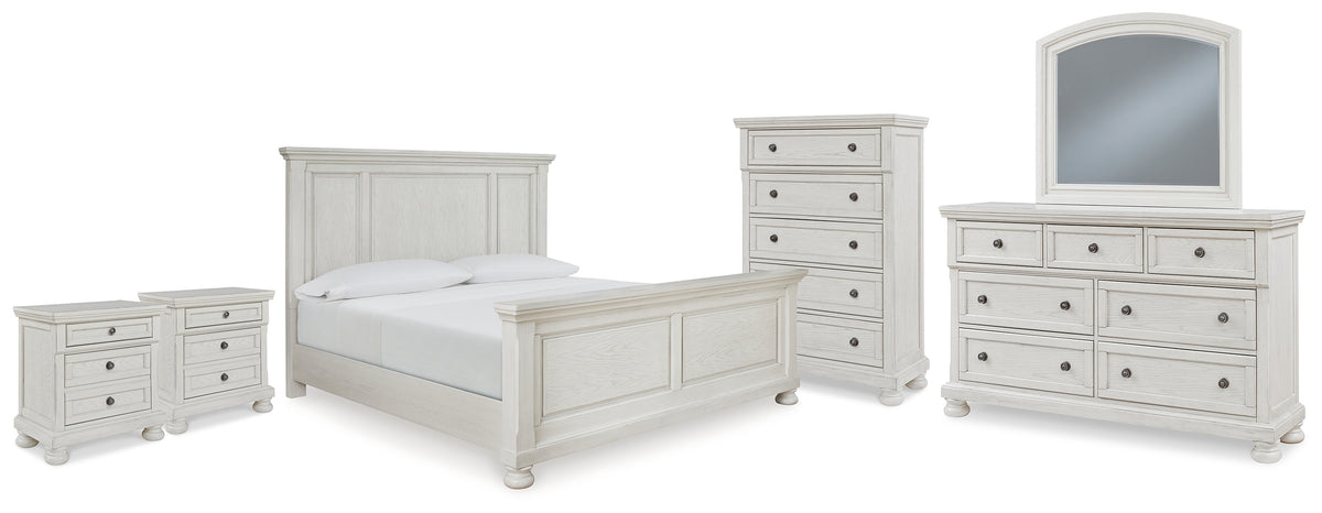 Diamond Furniture - Ashley Furniture - Robbinsdale King Panel Bed, Dresser, Mirror, Chest and 2 Nightstands - King Panel Bed, Dresser, Mirror, Chest and 2 Nightstands - B742B38