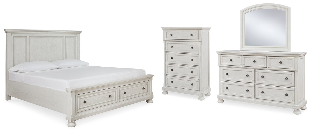Diamond Furniture - Ashley Furniture - Robbinsdale Queen Panel Storage Bed, Dresser, Mirror and Chest - Queen Panel Storage Bed, Dresser, Mirror and Chest - B742B27