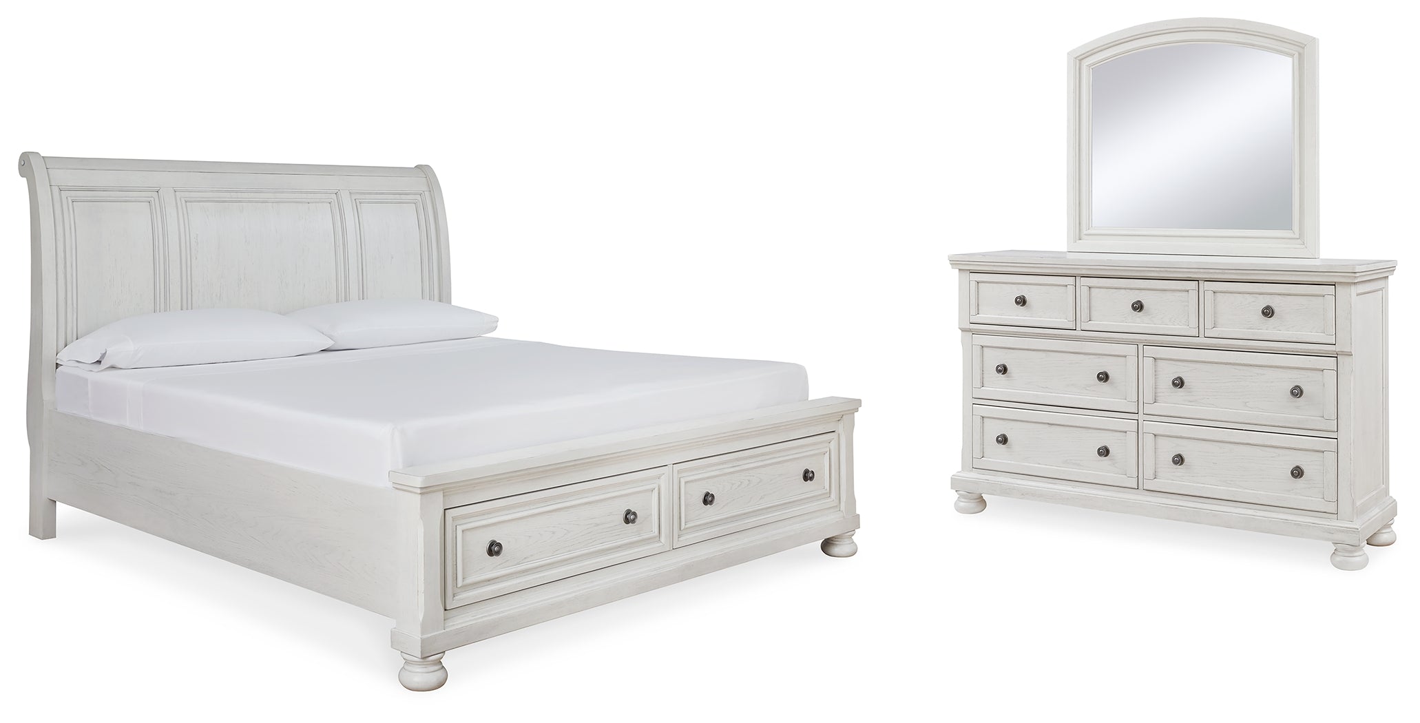Diamond Furniture - Ashley Furniture - Robbinsdale Queen Sleigh Storage Bed, Dresser and Mirror - Queen Sleigh Storage Bed, Dresser and Mirror - B742B5