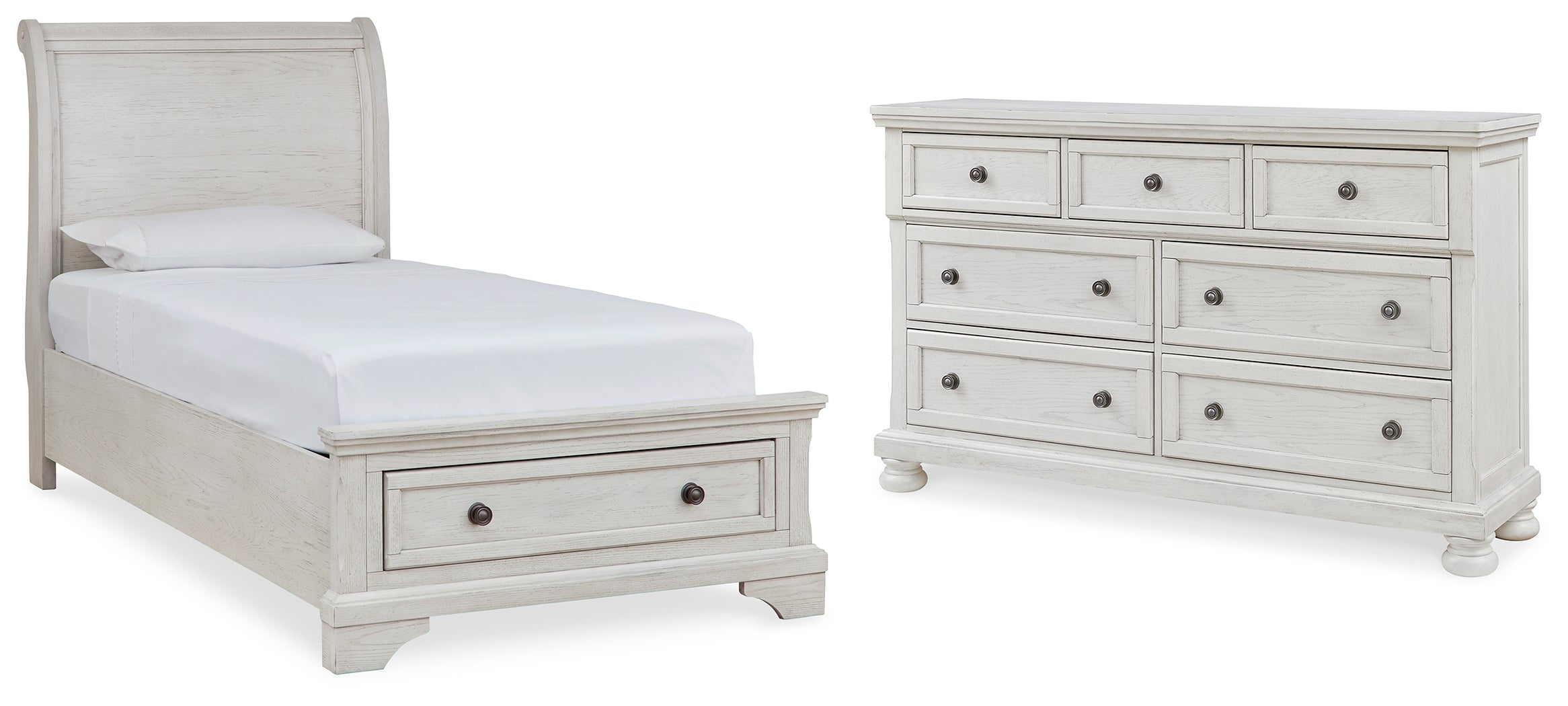 Diamond Furniture - Ashley Furniture - Robbinsdale Twin Sleigh Storage Bed and Dresser - Twin Sleigh Storage Bed and Dresser - B742B26