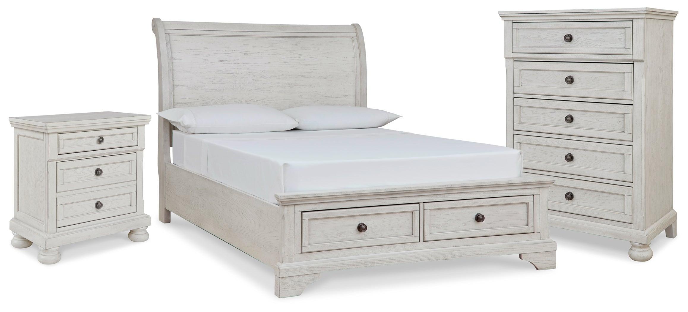 Diamond Furniture - Ashley Furniture - Robbinsdale Full Sleigh Storage Bed, Chest and Nightstand - Full Sleigh Storage Bed, Chest and Nightstand - B742B48