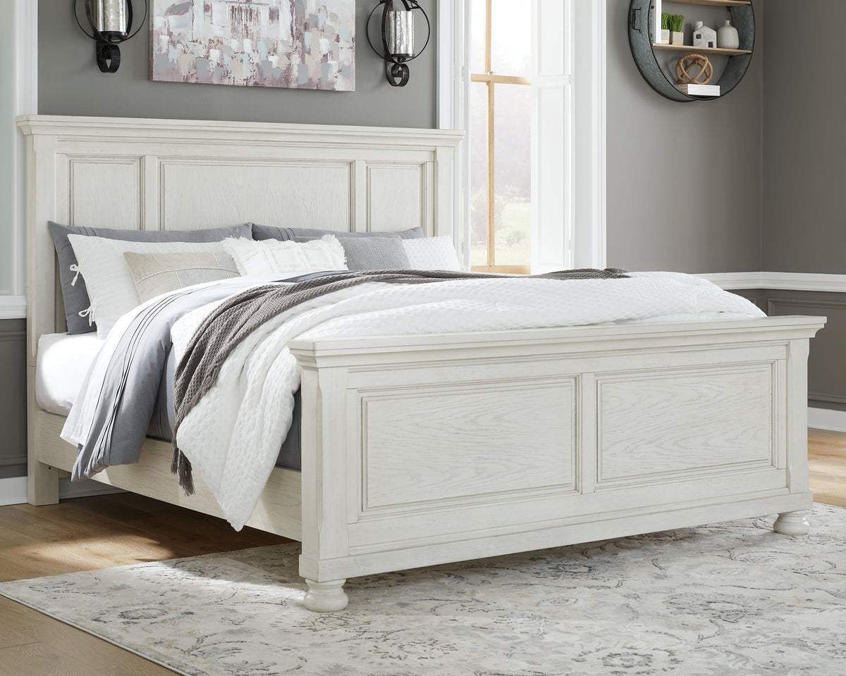 Diamond Furniture - Ashley Furniture - Robbinsdale California King Panel Bed - California King Panel Bed / Antique White - B742B7