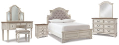 Diamond Furniture - Ashley Furniture - Realyn Full Panel Bed, Dresser, Mirror, 3-Piece Vanity and Nightstand - Full Panel Bed, Dresser, Mirror, 3-Piece Vanity and Nightstand - B743B27