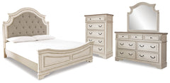 Diamond Furniture - Ashley Furniture - Realyn King Panel Upholstered Bed, Dresser, Mirror and Chest - King Panel Upholstered Bed, Dresser, Mirror and Chest - B743B68