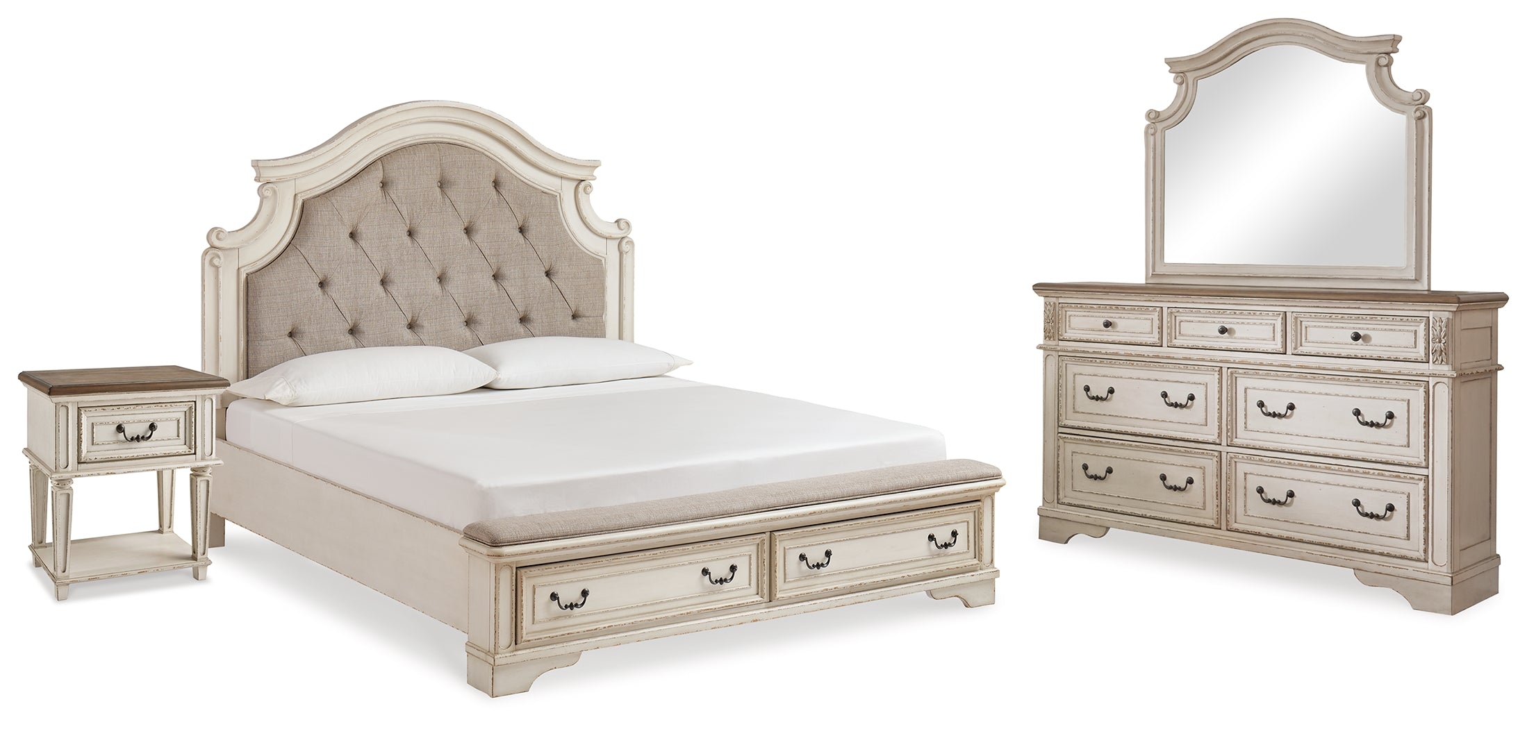 Diamond Furniture - Ashley Furniture - Realyn King Storage Bed, Dresser, Mirror and Nightstand - King Storage Bed, Dresser, Mirror and Nightstand - B743B59