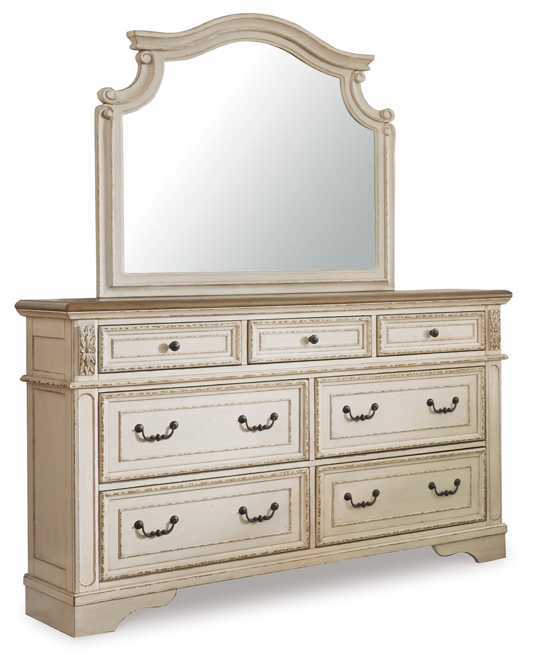 Realyn Queen Panel Bed, Dresser, Mirror, Chest and Nightstand