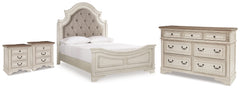 Diamond Furniture - Ashley Furniture - Realyn Queen Upholstered Panel Bed, Dresser and 2 Nightstands - Queen Upholstered Panel Bed, Dresser and 2 Nightstands - B743B67