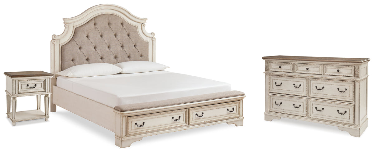 Diamond Furniture - Ashley Furniture - Realyn King Storage Bed, Dresser and Nightstand - King Storage Bed, Dresser and Nightstand - B743B62