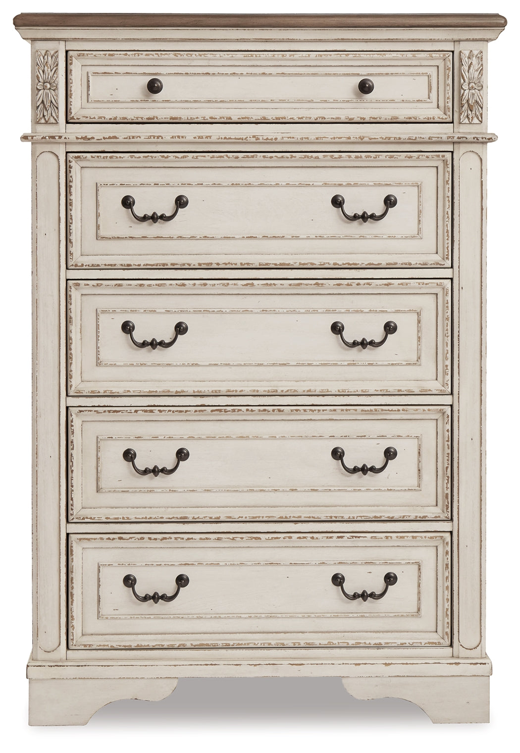 Realyn Queen Panel Bed, Dresser, Mirror, Chest and Nightstand