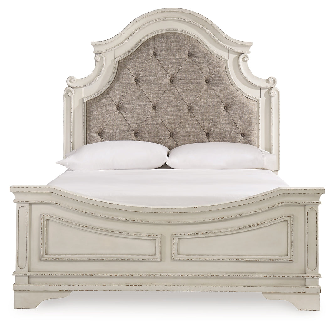 Realyn Queen Panel Bed, Dresser, Mirror, Chest and Nightstand