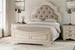 Diamond Furniture - Ashley Furniture - Realyn Queen Upholstered Panel Bed and 2 Nightstands - Queen Upholstered Panel Bed and 2 Nightstands - B743B55
