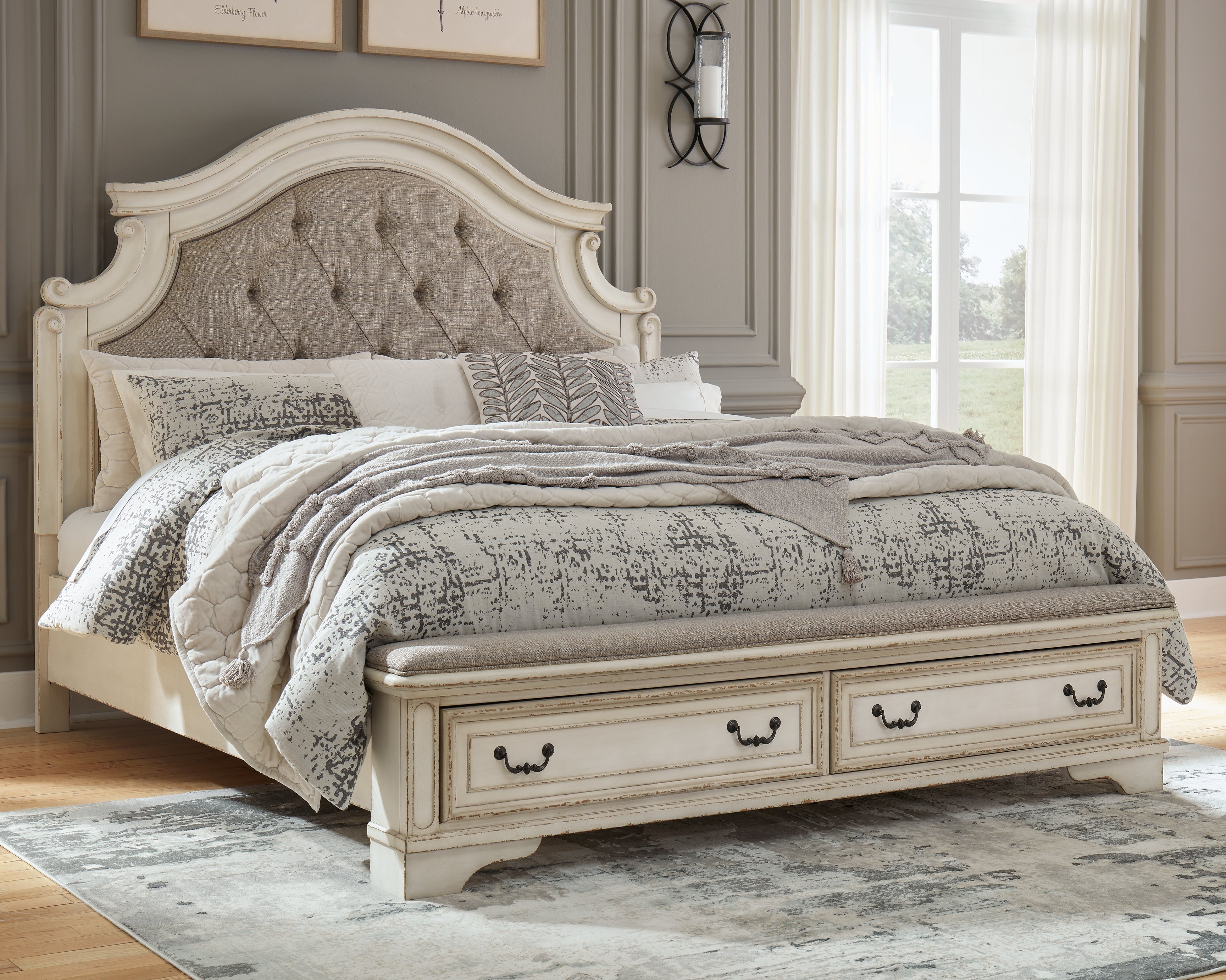Diamond Furniture - Ashley Furniture - Realyn Bedroom - California King Upholstered Storage Bed / Two-tone - B743B21