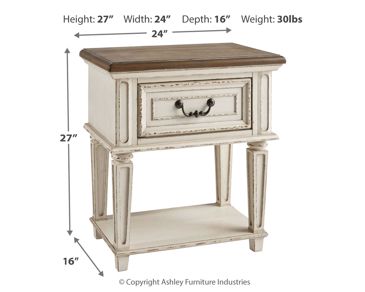Realyn Queen Panel Bed, Dresser, Mirror, Chest and Nightstand