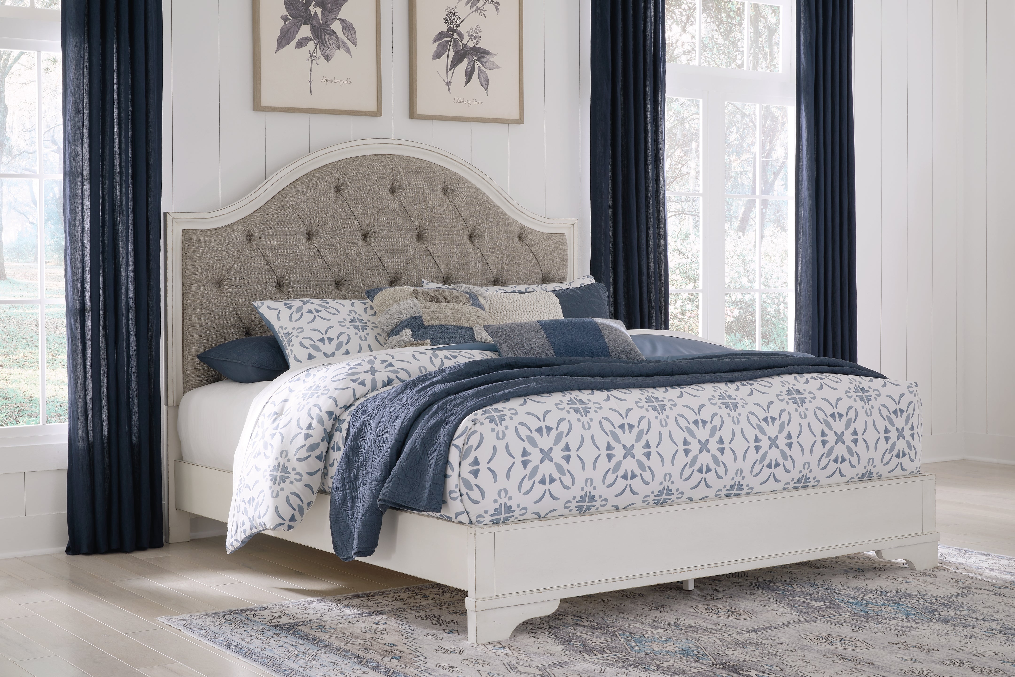 Diamond Furniture - Ashley Furniture - Blendon Bedroom - King Upholstered Panel Bed / Rustic Brown - B747B3