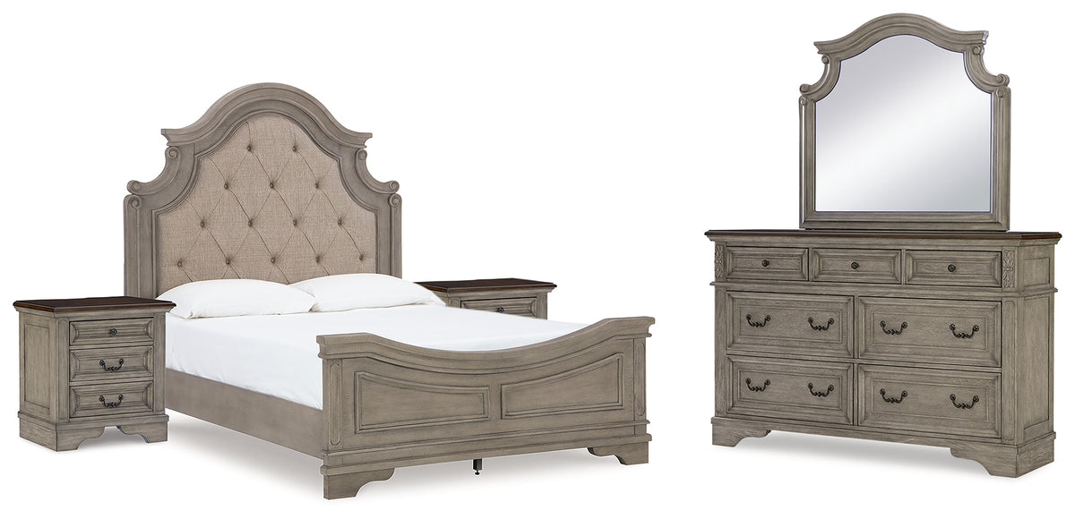 Diamond Furniture - Ashley Furniture - Lodenbay Queen Upholstered Panel Bed, Dresser, Mirror and 2 Nightstands - Queen Upholstered Panel Bed, Dresser, Mirror and 2 Nightstands - B751B10
