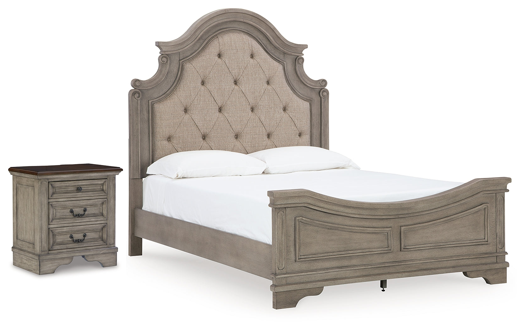 Diamond Furniture - Ashley Furniture - Lodenbay Queen Panel Bed and Nightstand - Queen Panel Bed and Nightstand - B751B12