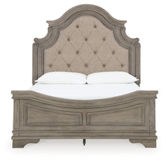 Lodenbay Queen Upholstered Panel Bed, Dresser and Mirror