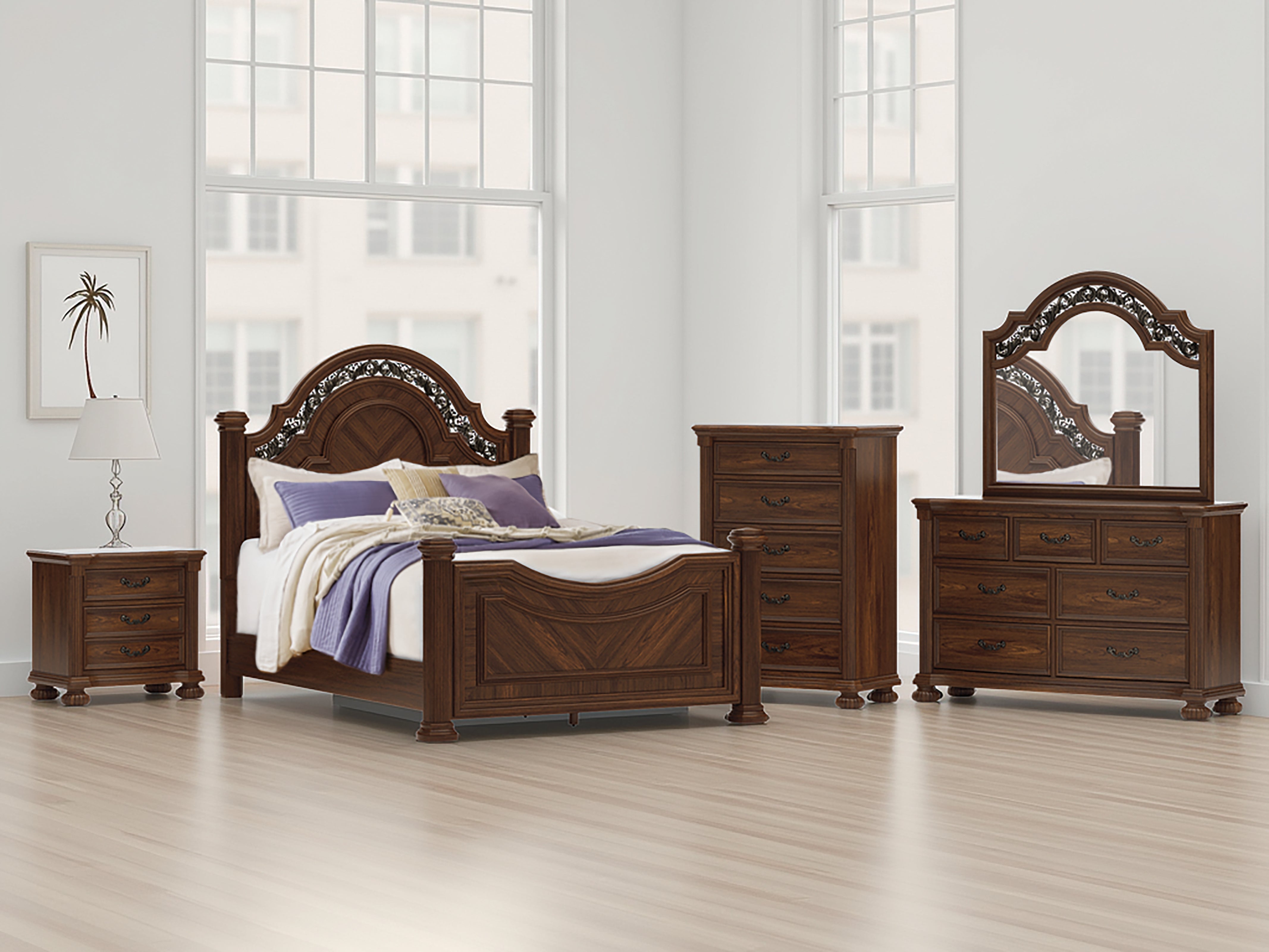Diamond Furniture - Ashley Furniture - Lavinton Bedroom - Queen Poster Bed / Brown - B764B5