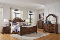 Diamond Furniture - Ashley Furniture - Lavinton King Poster Bed, Dresser, Mirror, Chest and 2 Nightstands - King Poster Bed, Dresser, Mirror, Chest and 2 Nightstands - B764B11