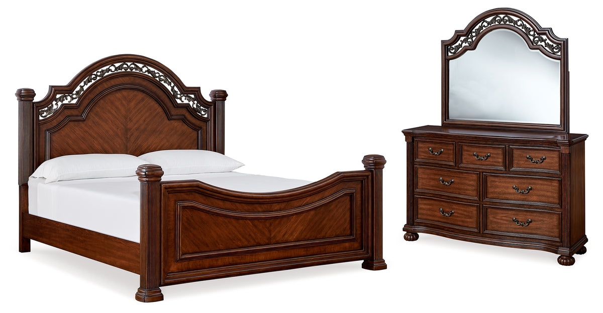 Diamond Furniture - Ashley Furniture - Lavinton Queen Poster Bed, Dresser and Mirror - Queen Poster Bed, Dresser and Mirror - B764B6