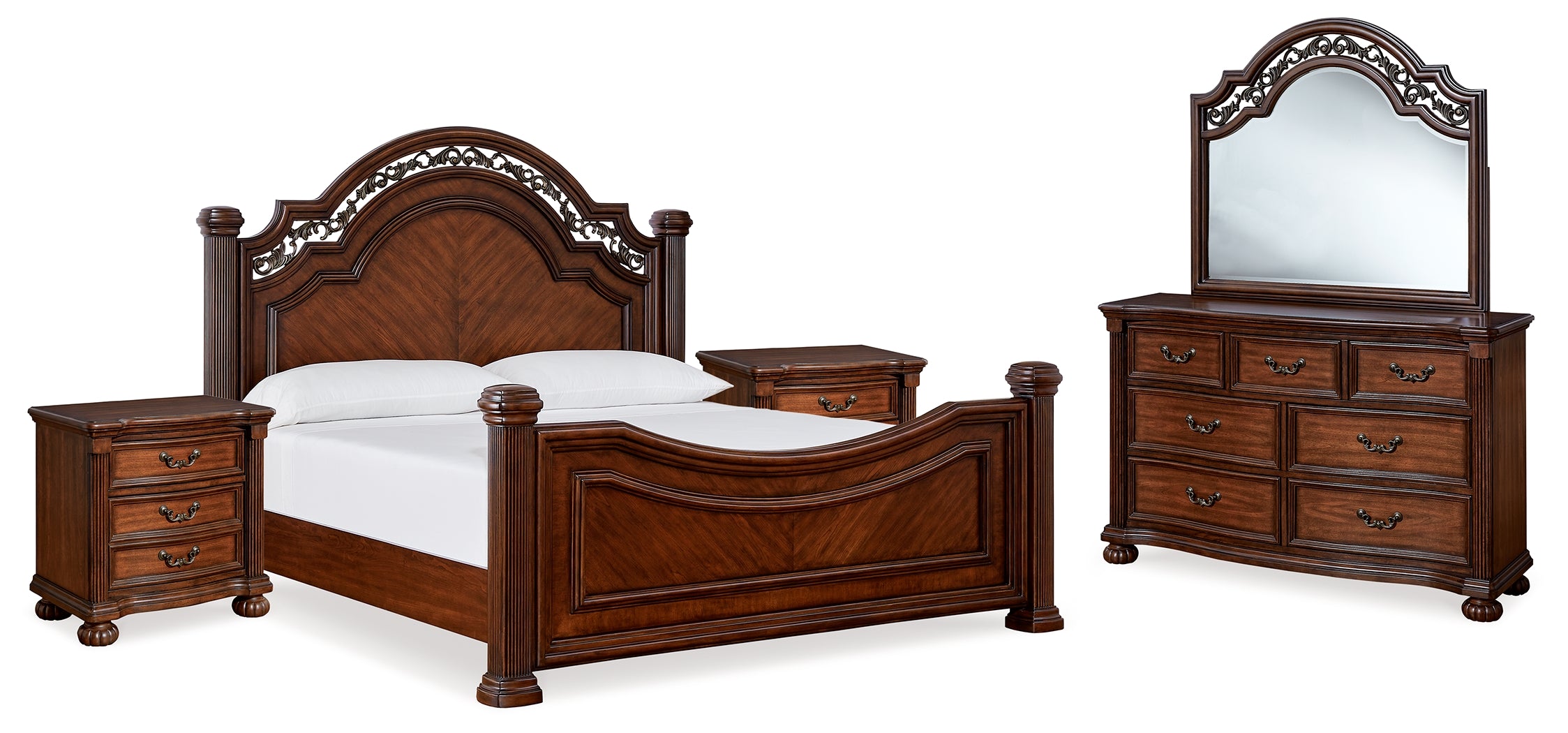 Diamond Furniture - Ashley Furniture - Lavinton King Poster Bed, Dresser, Mirror and Nightstand - King Poster Bed, Dresser, Mirror and Nightstand - B764B17
