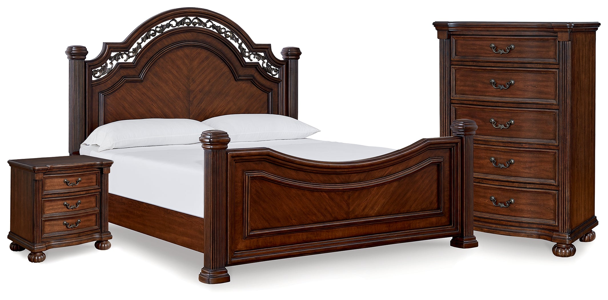 Diamond Furniture - Ashley Furniture - Lavinton Queen Poster Bed, Chest and Nightstand - Queen Poster Bed, Chest and Nightstand - B764B15