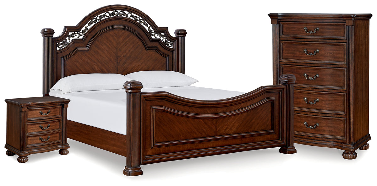 Diamond Furniture - Ashley Furniture - Lavinton Queen Poster Bed, Chest and Nightstand - Queen Poster Bed, Chest and Nightstand - B764B15