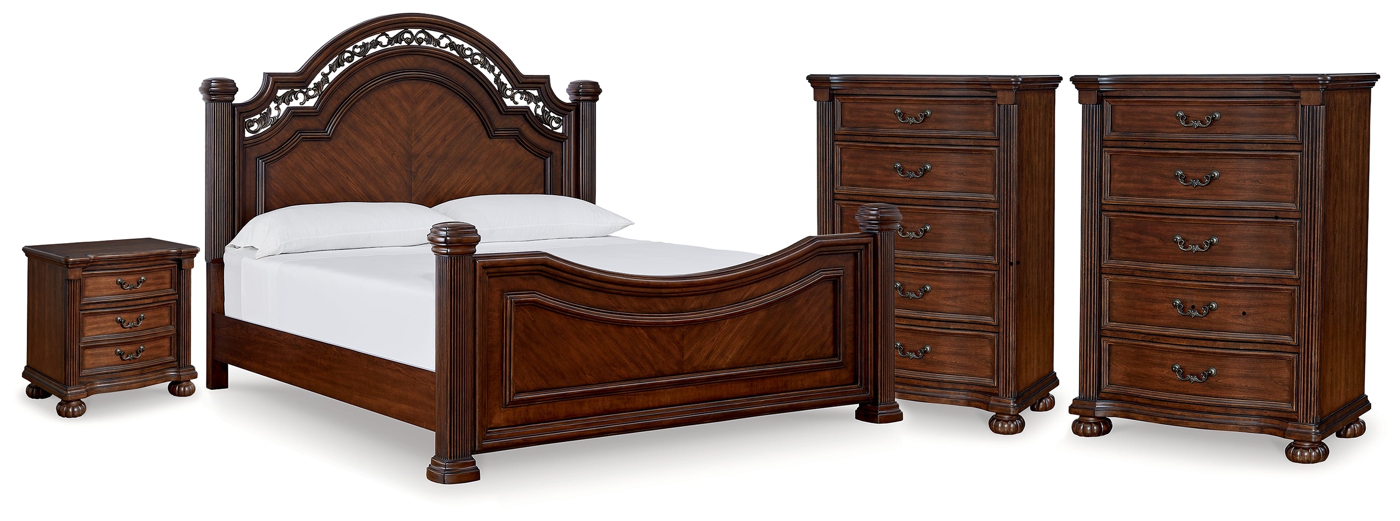 Diamond Furniture - Ashley Furniture - Lavinton King Poster Bed, 2 Chests and Nightstand - King Poster Bed, 2 Chests and Nightstand - B764B12