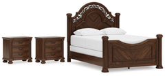 Diamond Furniture - Ashley Furniture - Lavinton Queen Poster Bed and 2 Nightstands - Queen Poster Bed and 2 Nightstands - B764B22