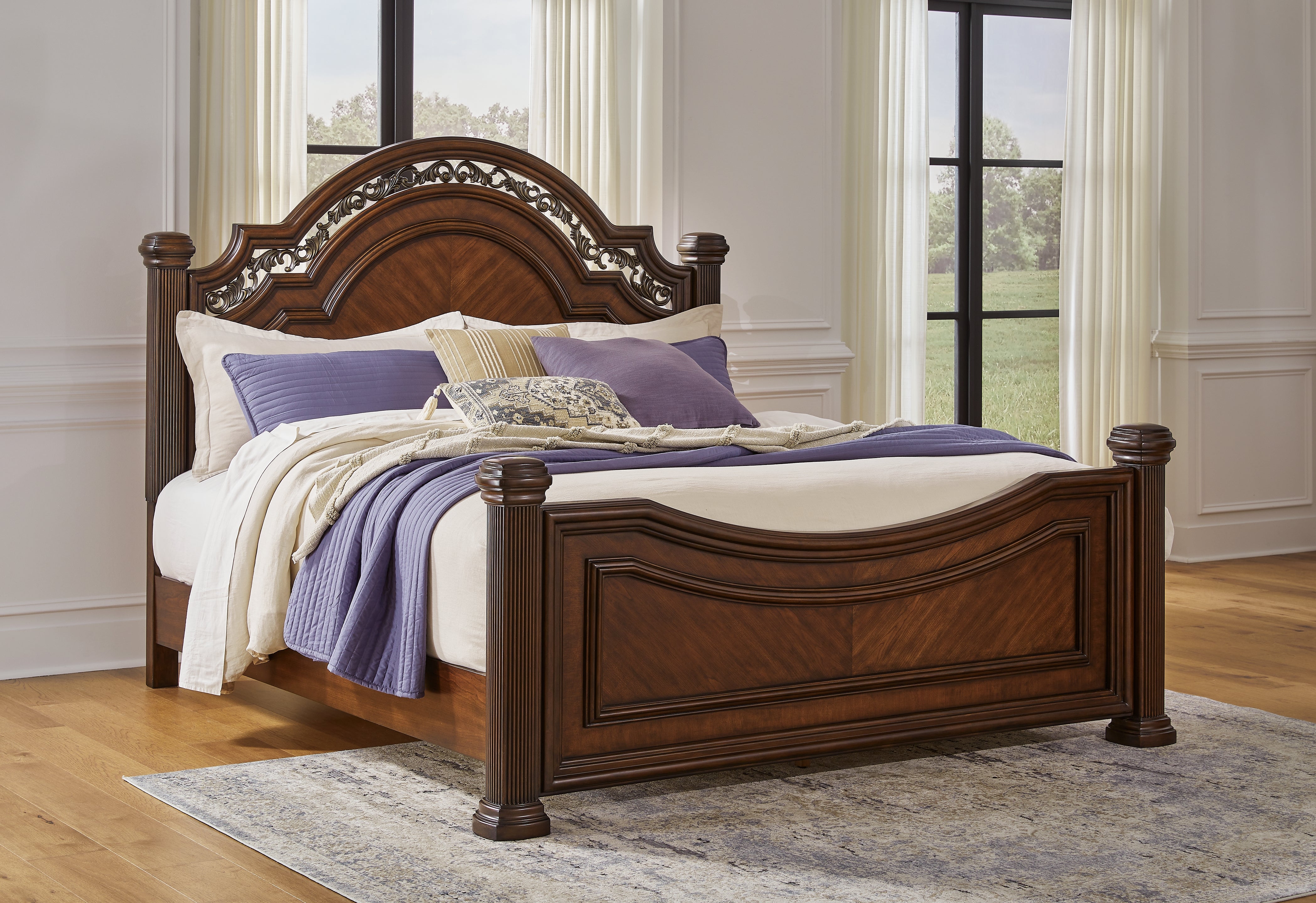 Diamond Furniture - Ashley Furniture - Lavinton Bedroom - King Poster Bed / Brown - B764B9