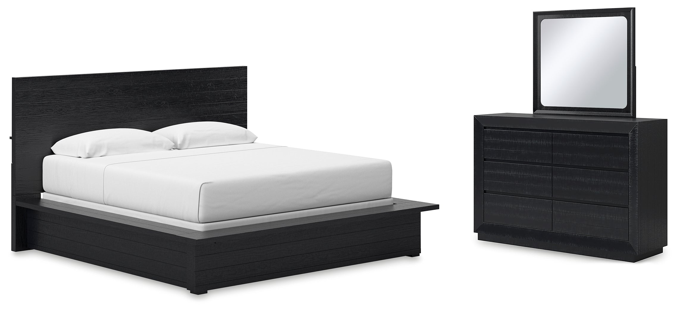 Diamond Furniture - Ashley Furniture - Londer King Panel Bed, Dresser and Mirror - King Panel Bed, Dresser and Mirror - B768B8