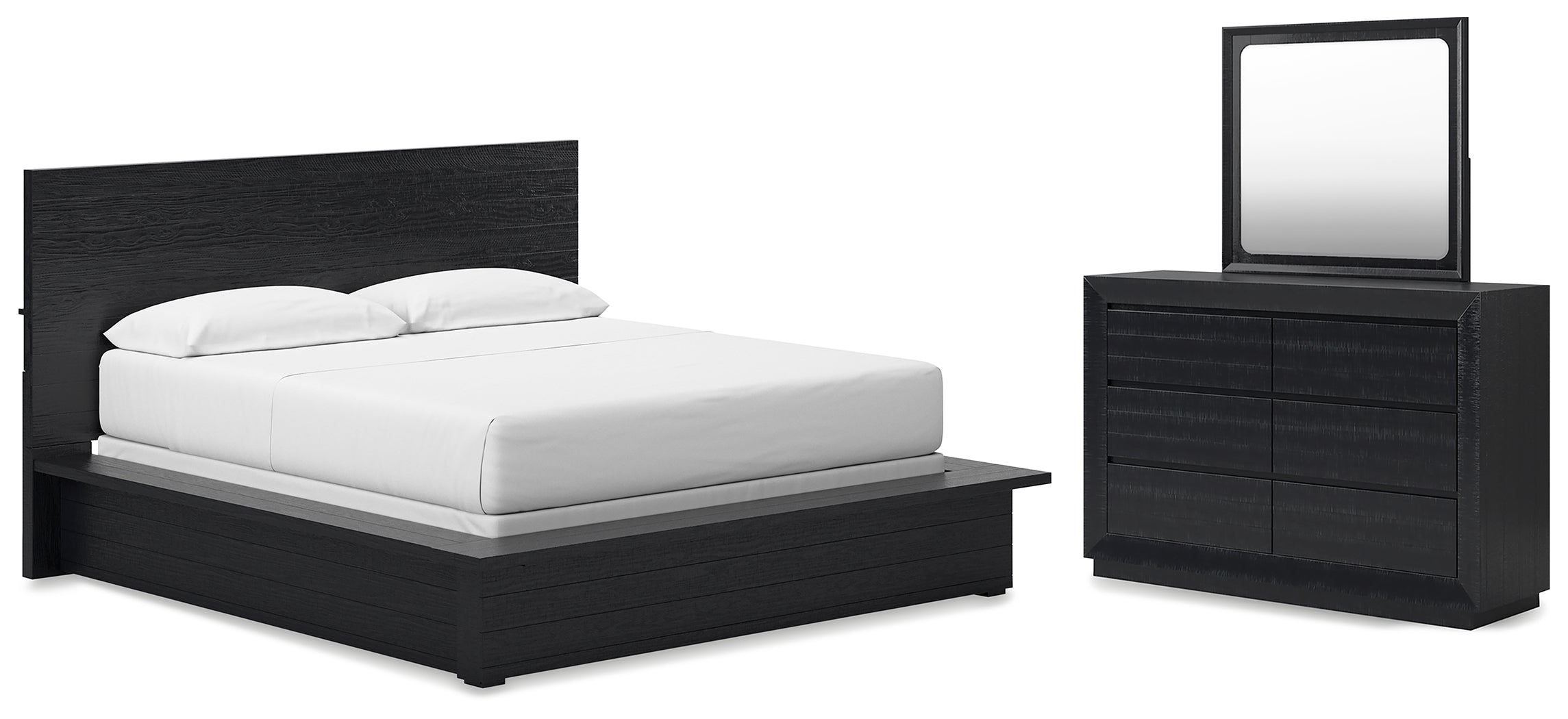 Diamond Furniture - Ashley Furniture - Londer California King Panel Bed, Dresser and Mirror - California King Panel Bed, Dresser and Mirror - B768B9