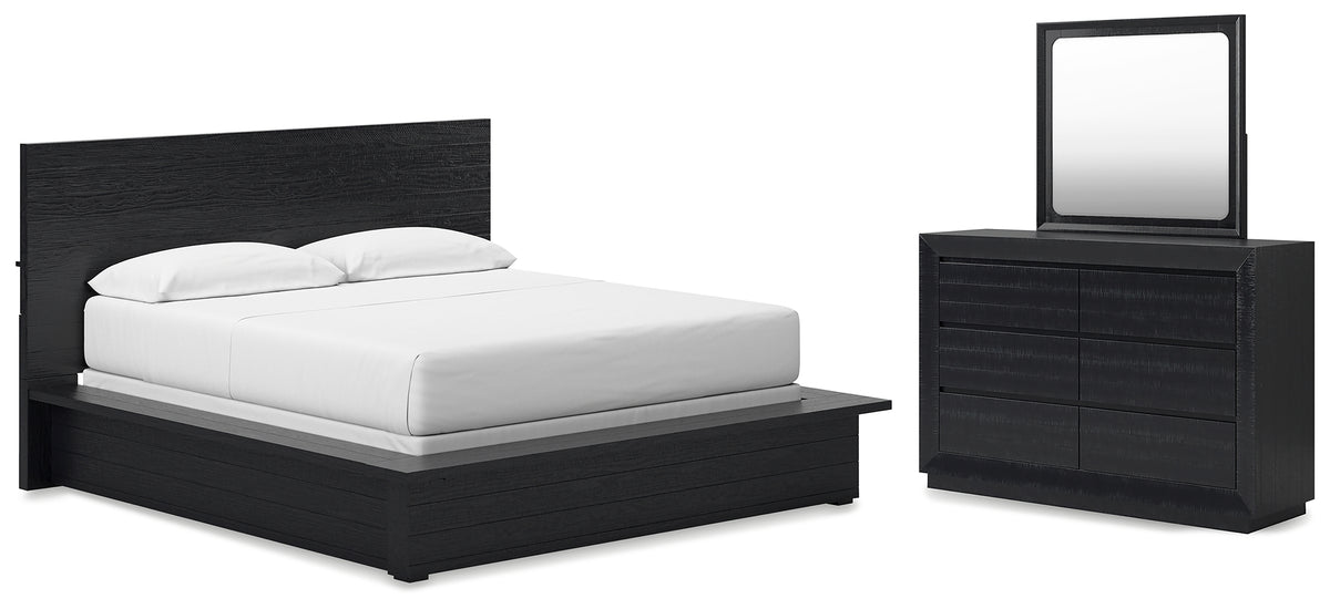 Diamond Furniture - Ashley Furniture - Londer California King Panel Bed, Dresser and Mirror - California King Panel Bed, Dresser and Mirror - B768B9
