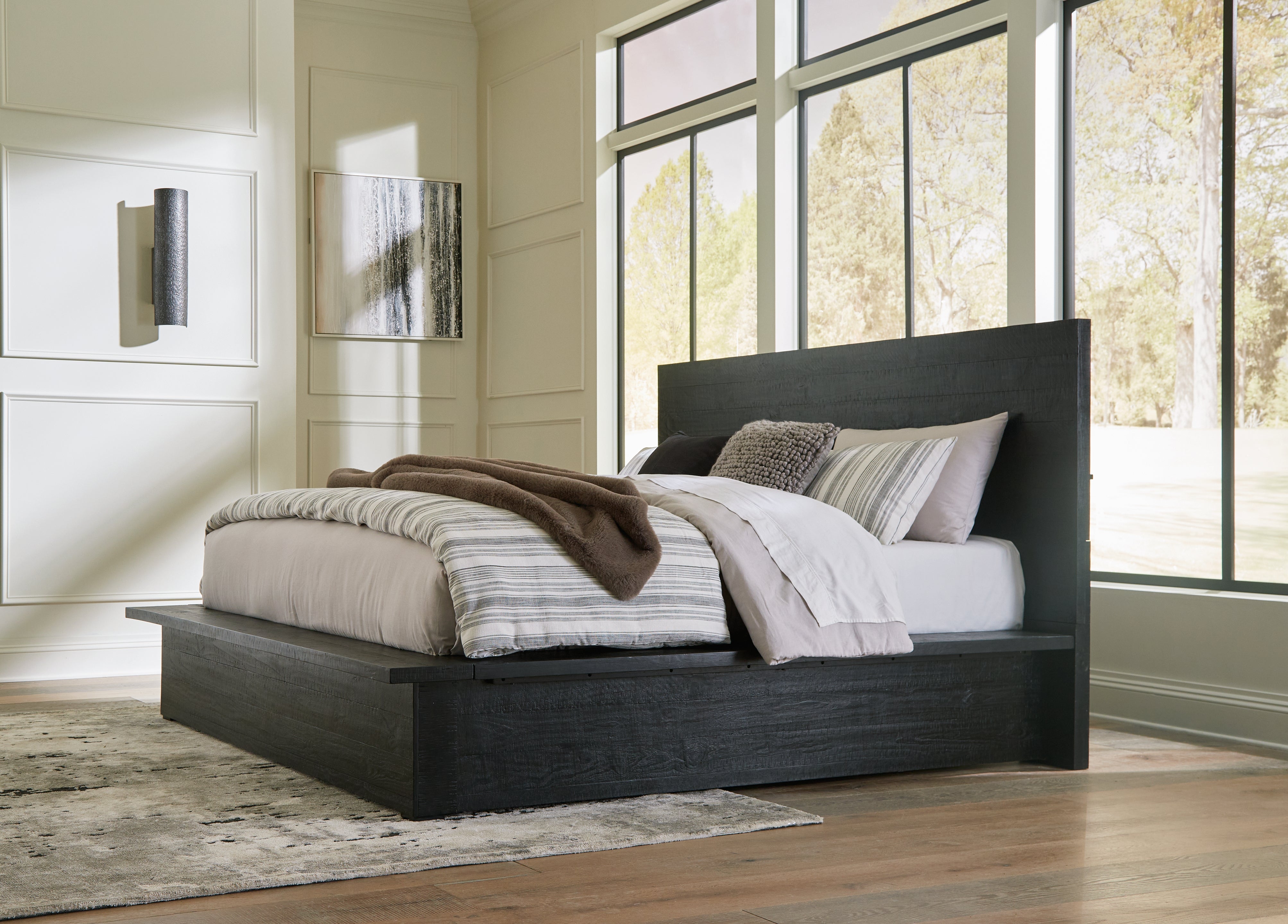 Diamond Furniture - Ashley Furniture - Londer Bedroom - California King Panel Bed / Black - B768B5