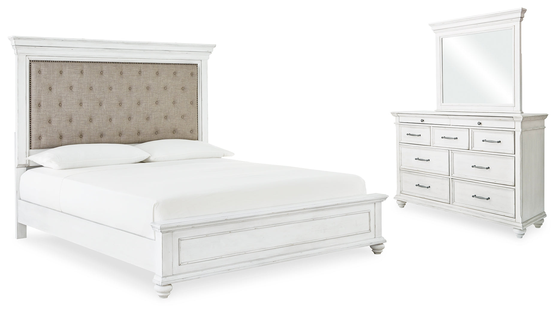 Diamond Furniture - Ashley Furniture - Kanwyn Queen Bed with Mirrored Dresser - Queen Bed with Mirrored Dresser - B777B5