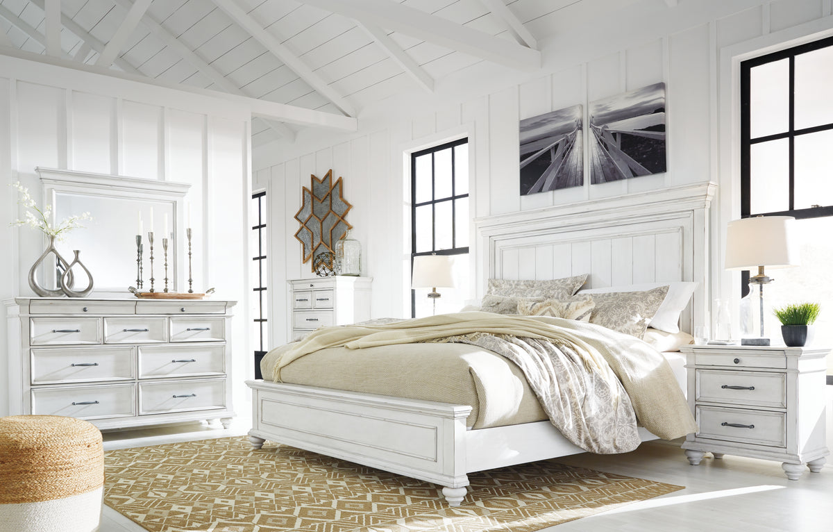 Diamond Furniture - Ashley Furniture - Kanwyn King Panel Bed, Dresser, Mirror, Chest and 2 Nightstands - King Panel Bed, Dresser, Mirror, Chest and 2 Nightstands - B777B29