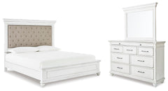 Diamond Furniture - Ashley Furniture - Kanwyn King Upholstered Panel Bed, Dresser and Mirror - King Upholstered Panel Bed, Dresser and Mirror - B777B36