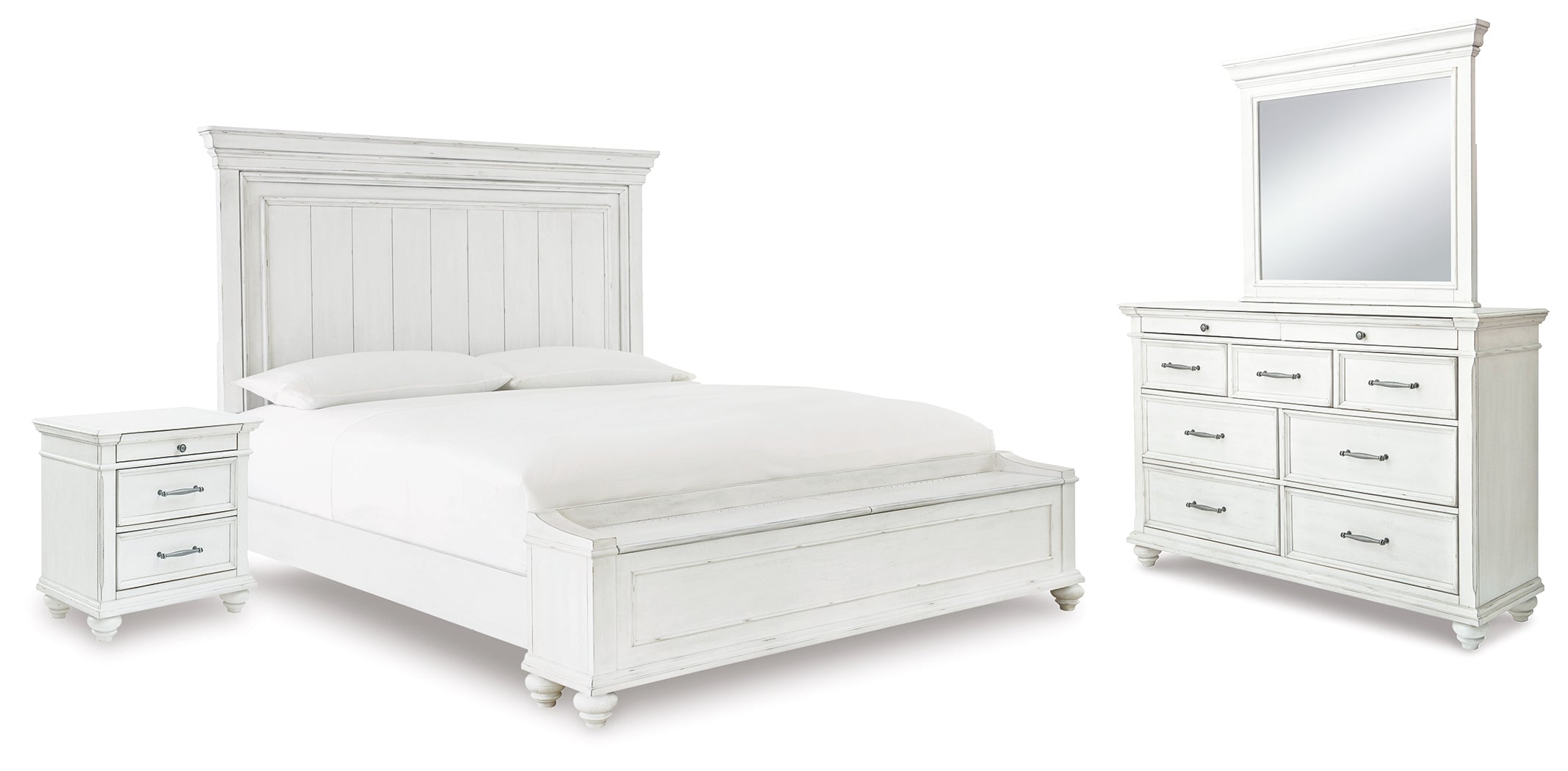 Diamond Furniture - Ashley Furniture - Kanwyn Queen Panel Storage Bed, Dresser, Mirror and Nightstand - Queen Panel Storage Bed, Dresser, Mirror and Nightstand - B777B19