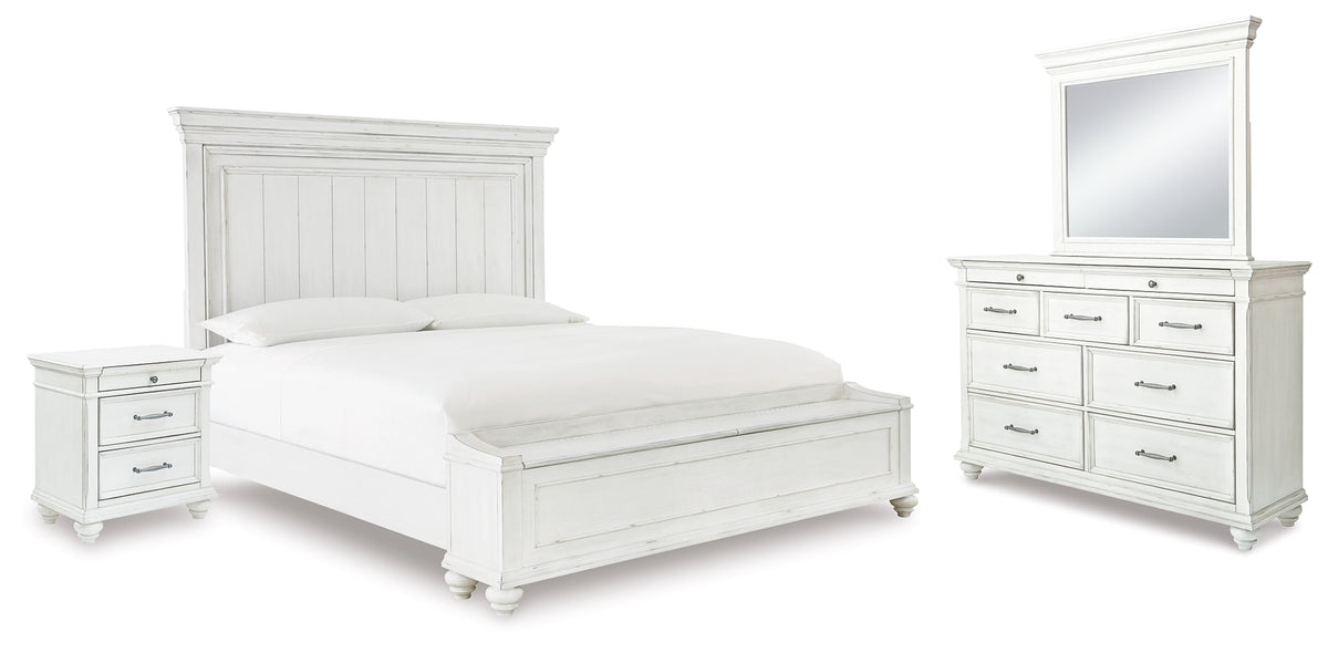 Diamond Furniture - Ashley Furniture - Kanwyn Queen Panel Storage Bed, Dresser, Mirror and Nightstand - Queen Panel Storage Bed, Dresser, Mirror and Nightstand - B777B19