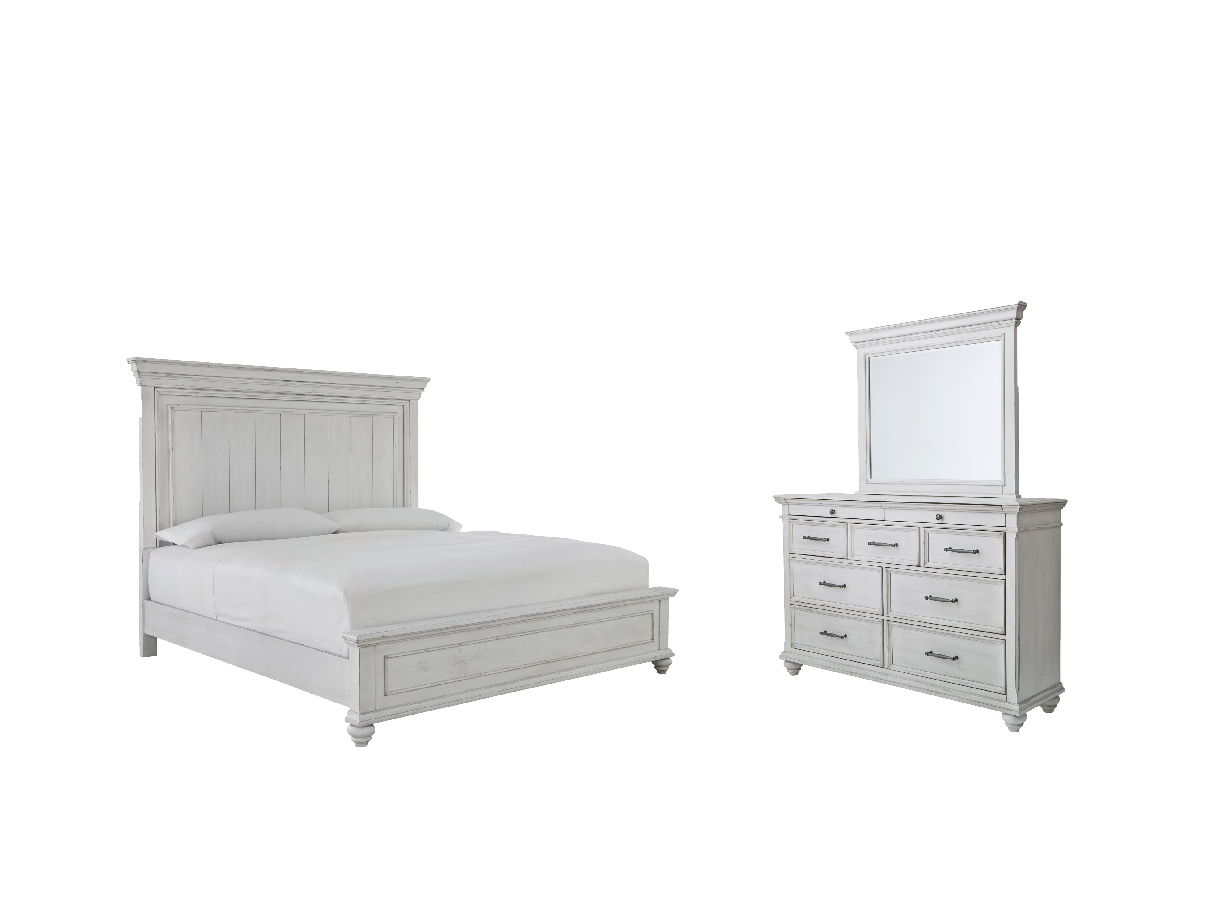 Diamond Furniture - Ashley Furniture - Kanwyn King Panel Bed, Dresser and Mirror - King Panel Bed, Dresser and Mirror - B777B26