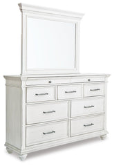 Kanwyn King Upholstered Panel Bed, Dresser and Mirror