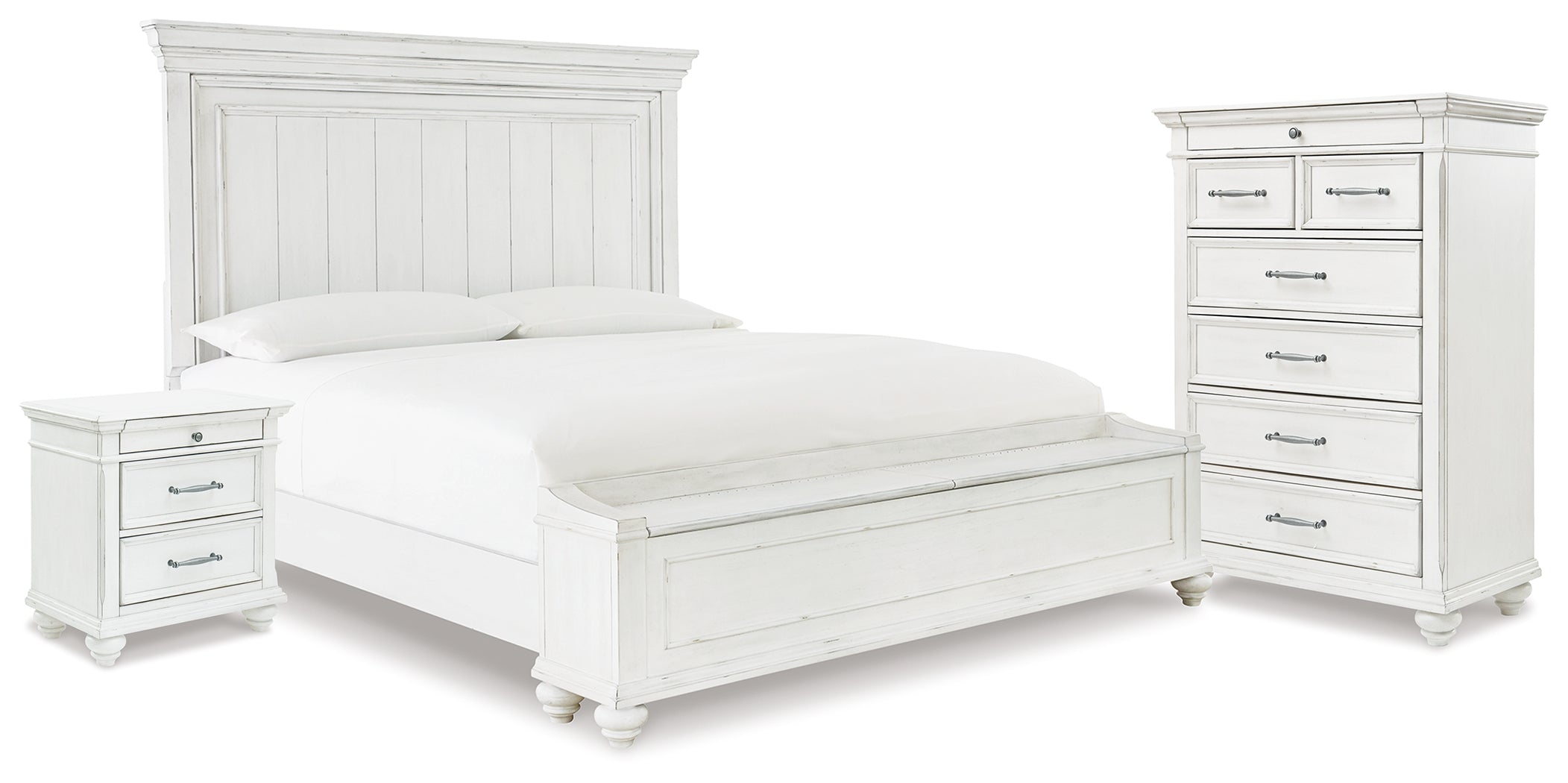 Diamond Furniture - Ashley Furniture - Kanwyn King Panel Storage Bed, Chest and Nightstand - King Panel Storage Bed, Chest and Nightstand - B777B30
