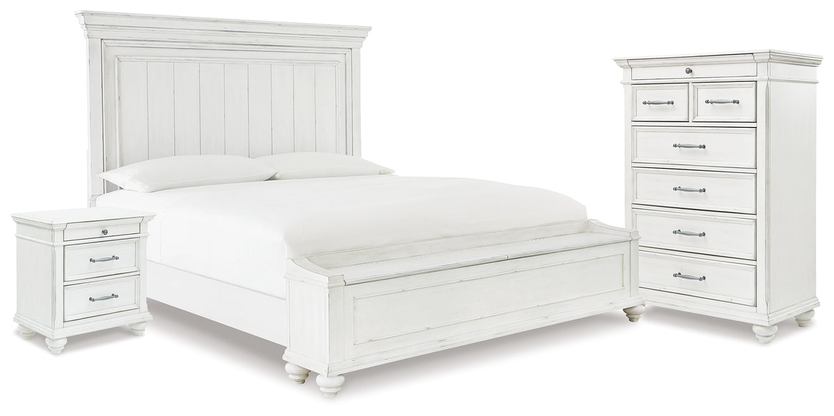 Diamond Furniture - Ashley Furniture - Kanwyn King Panel Storage Bed, Chest and Nightstand - King Panel Storage Bed, Chest and Nightstand - B777B30