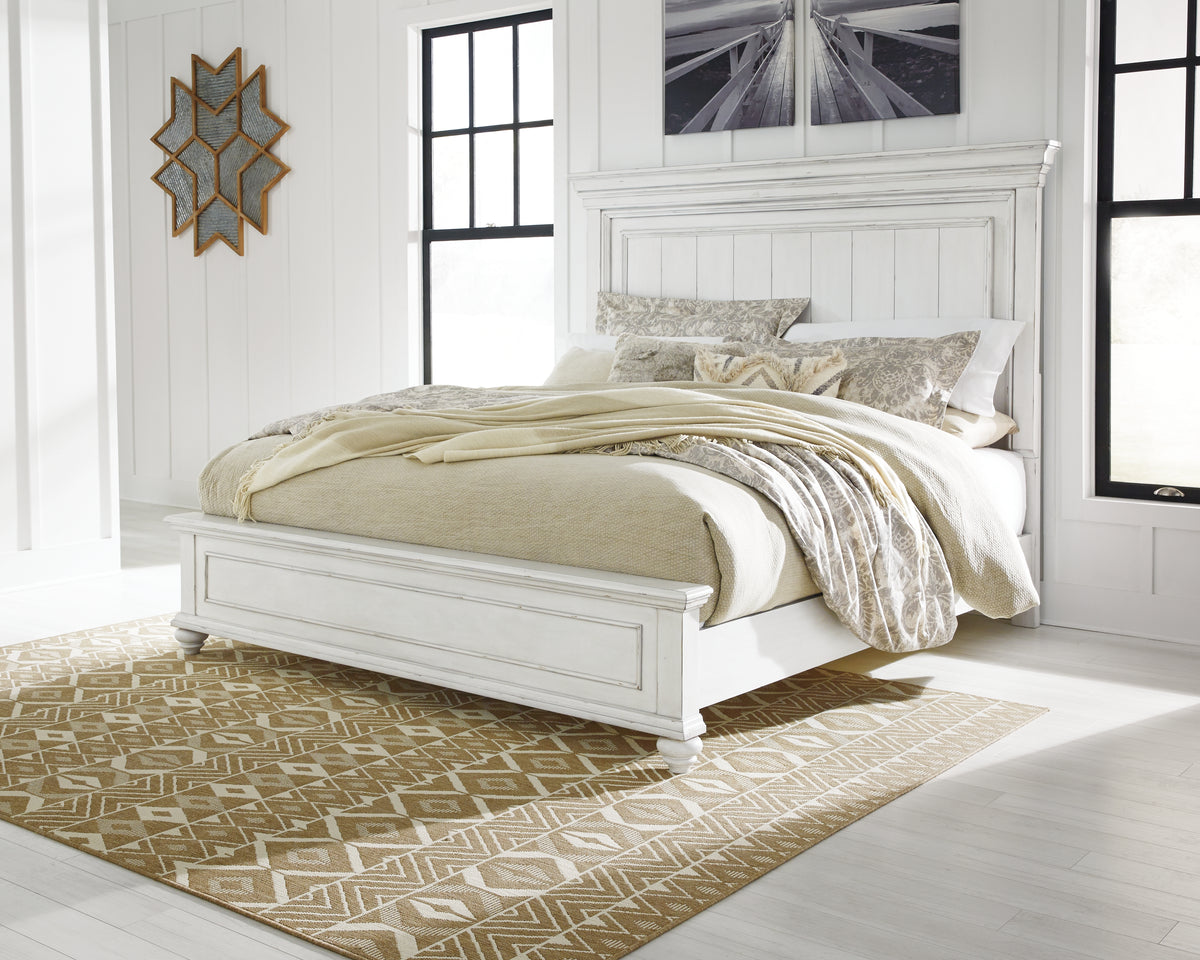 Diamond Furniture - Ashley Furniture - Kanwyn King Panel Bed - King Panel Bed / Whitewash - B777B8